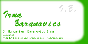 irma baranovics business card